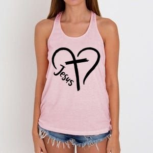 Jesus Cross Heart Women's Knotted Racerback Tank