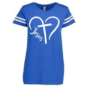 Jesus Cross Heart Enza Ladies Jersey Football T-Shirt