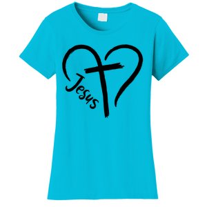 Jesus Cross Heart Women's T-Shirt