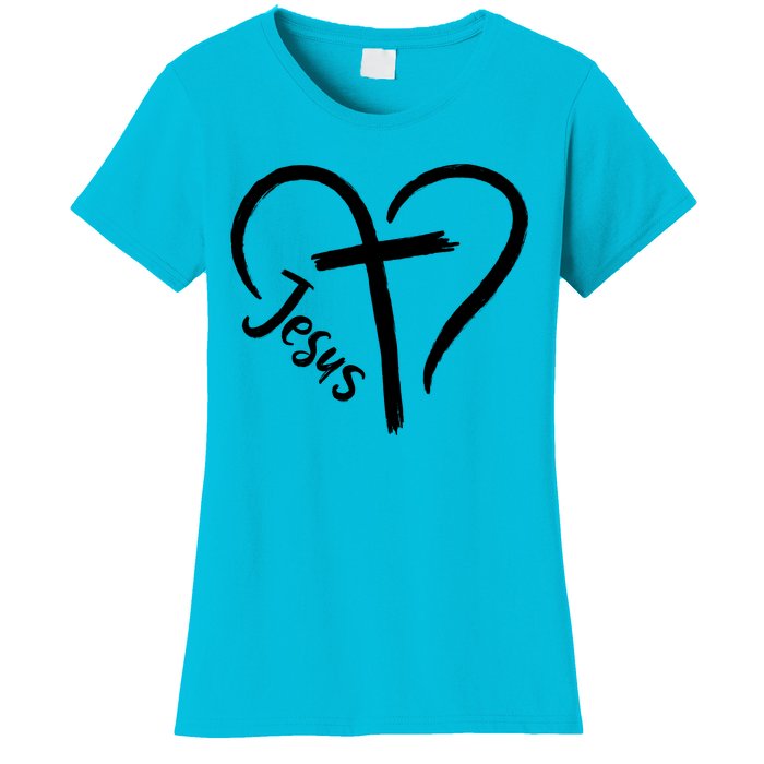 Jesus Cross Heart Women's T-Shirt