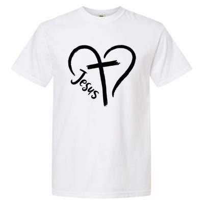 Jesus Cross Heart Garment-Dyed Heavyweight T-Shirt