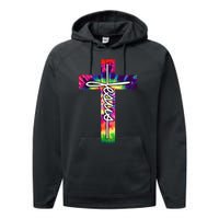 Jesus Christian Hippie Graphic Tees Tie Dye Cross Performance Fleece Hoodie