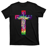 Jesus Christian Hippie Graphic Tees Tie Dye Cross T-Shirt