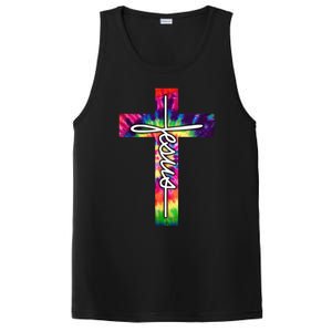 Jesus Christian Hippie Graphic Tees Tie Dye Cross PosiCharge Competitor Tank