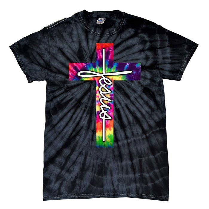 Jesus Christian Hippie Graphic Tees Tie Dye Cross Tie-Dye T-Shirt