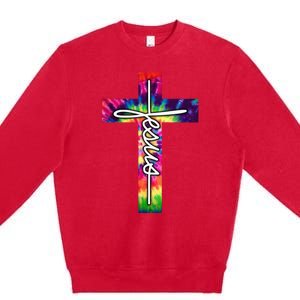 Jesus Christian Hippie Graphic Tees Tie Dye Cross Premium Crewneck Sweatshirt