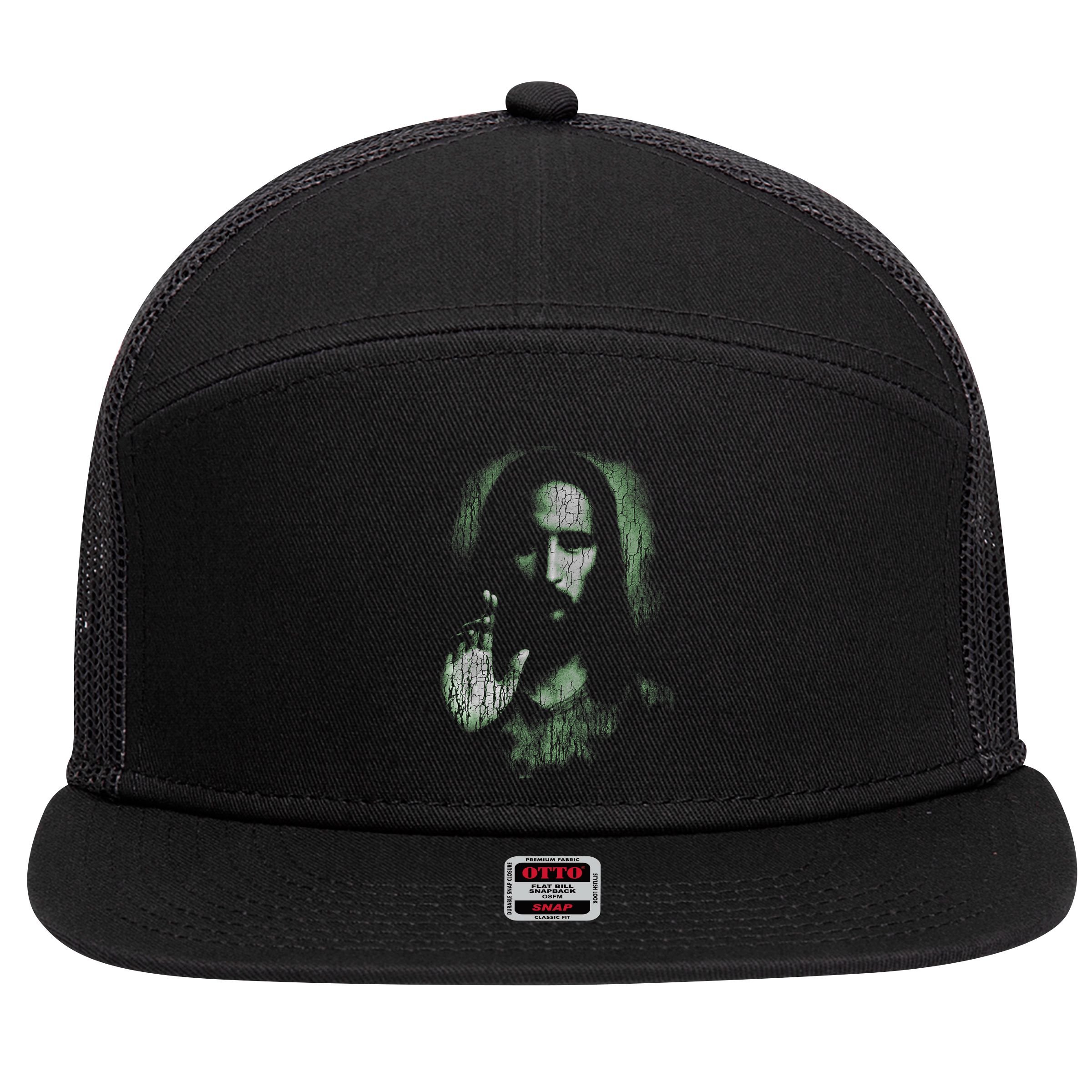 Jesus Christ Holy Face Blessing Christian Faith  7 Panel Mesh Trucker Snapback Hat