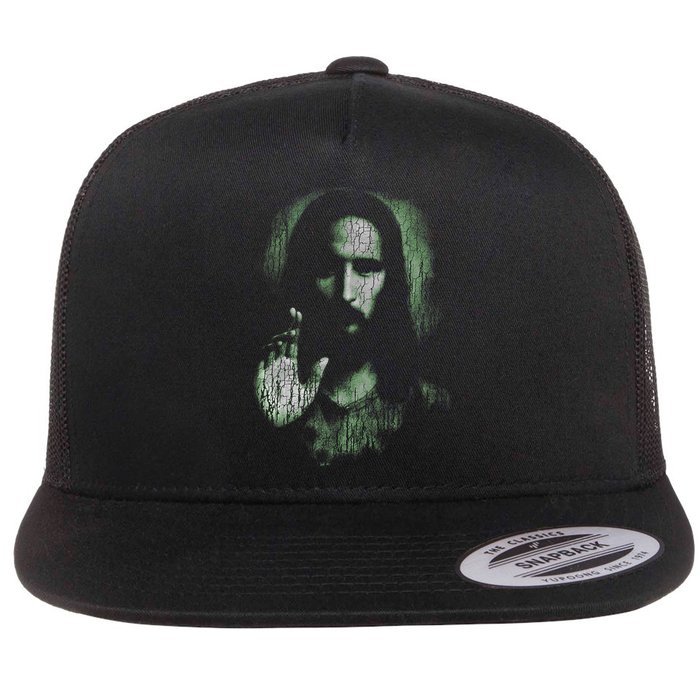 Jesus Christ Holy Face Blessing Christian Faith  Flat Bill Trucker Hat
