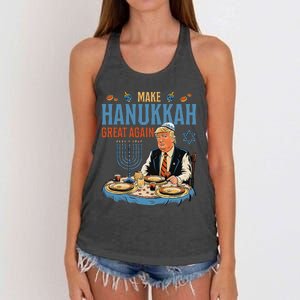 Jewish Celebrate Hanukkah Great Again President Trump Gift Women's Knotted Racerback Tank