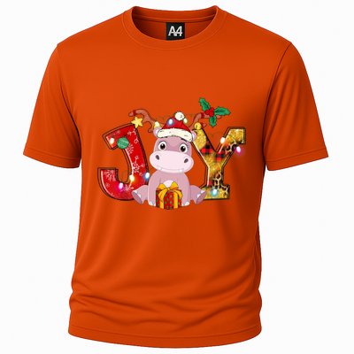 Joy Christmas Hippotamus Christmas Crew Xmas Family Matching Gift Cooling Performance Crew T-Shirt