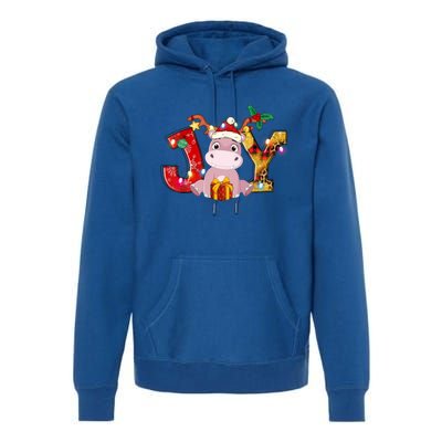 Joy Christmas Hippotamus Christmas Crew Xmas Family Matching Gift Premium Hoodie