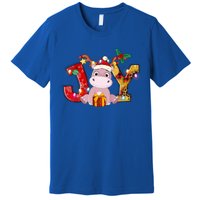 Joy Christmas Hippotamus Christmas Crew Xmas Family Matching Gift Premium T-Shirt