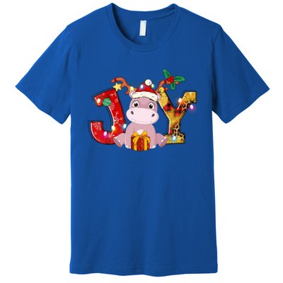 Joy Christmas Hippotamus Christmas Crew Xmas Family Matching Gift Premium T-Shirt