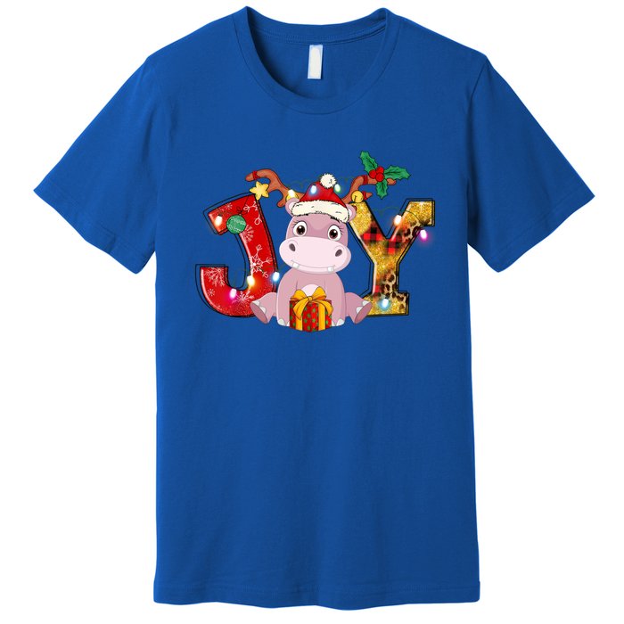 Joy Christmas Hippotamus Christmas Crew Xmas Family Matching Gift Premium T-Shirt