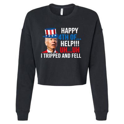 Joe Confused Happy Uh Uh Biden Falls Funny 4th Of July Cropped Pullover Crew