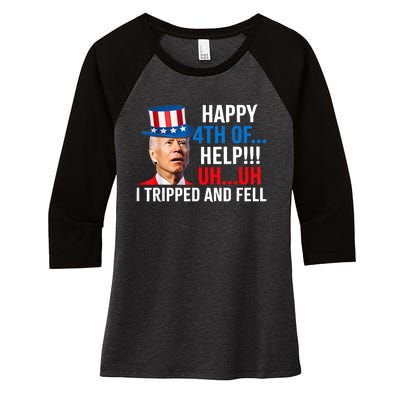 Joe Confused Happy Uh Uh Biden Falls Funny 4th Of July Women's Tri-Blend 3/4-Sleeve Raglan Shirt