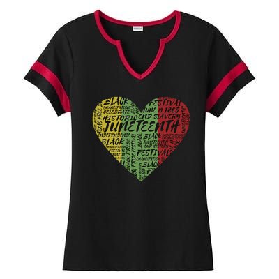 Juneteenth Celebrate Heart Black History Ladies Halftime Notch Neck Tee