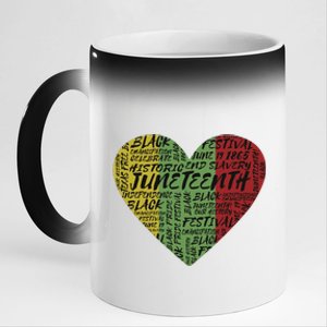 Juneteenth Celebrate Heart Black History 11oz Black Color Changing Mug