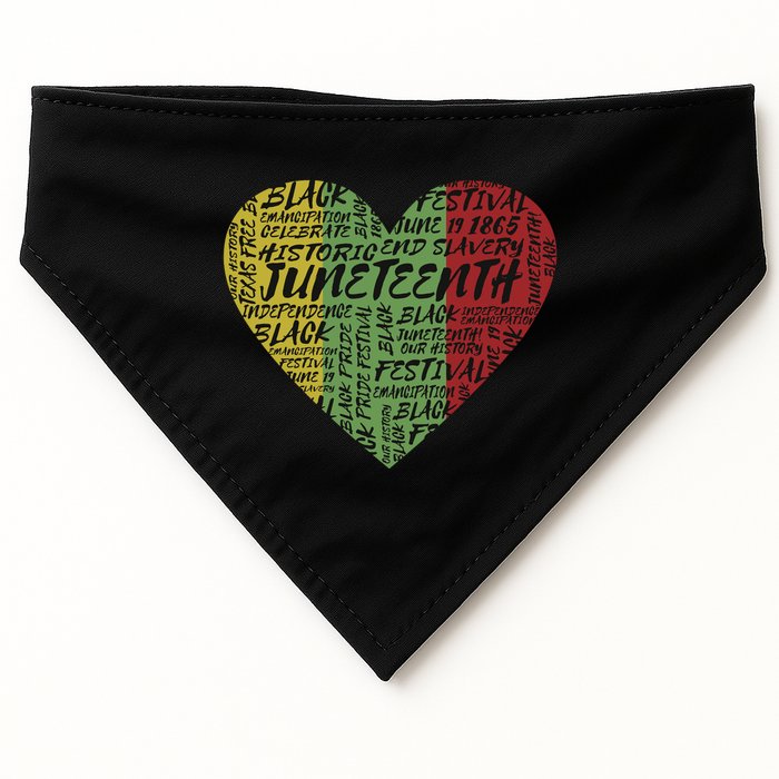 Juneteenth Celebrate Heart Black History USA-Made Doggie Bandana