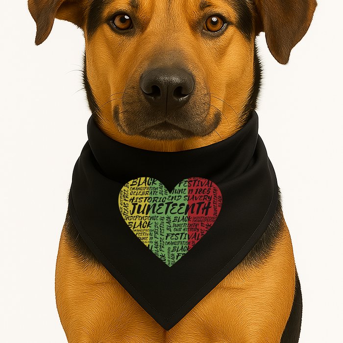 Juneteenth Celebrate Heart Black History USA-Made Doggie Bandana