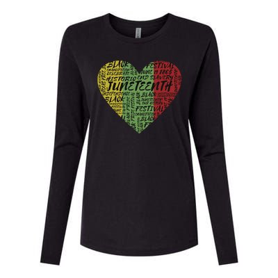 Juneteenth Celebrate Heart Black History Womens Cotton Relaxed Long Sleeve T-Shirt