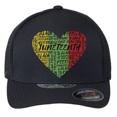 Juneteenth Celebrate Heart Black History Flexfit Unipanel Trucker Cap