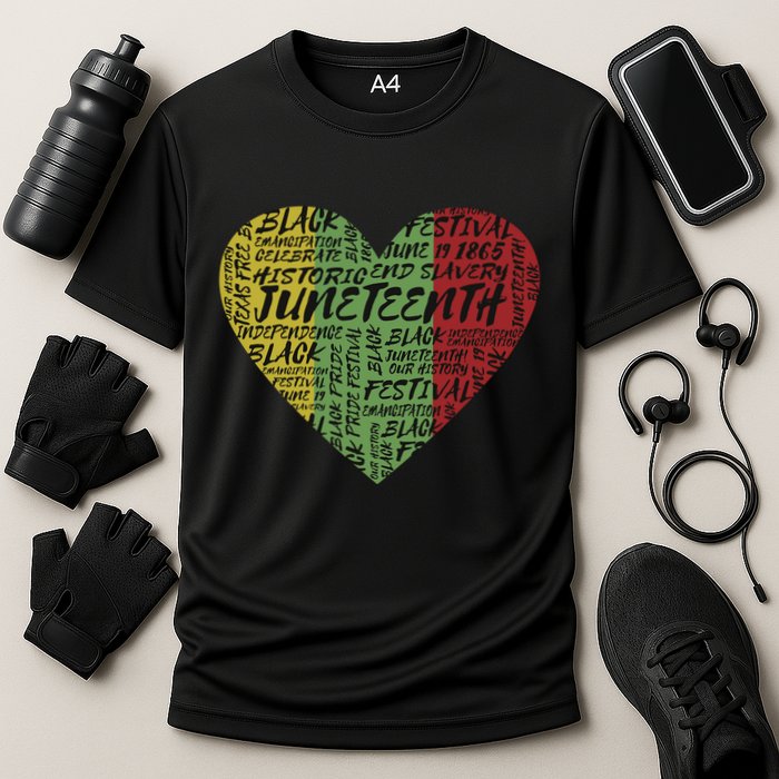 Juneteenth Celebrate Heart Black History Cooling Performance Crew T-Shirt