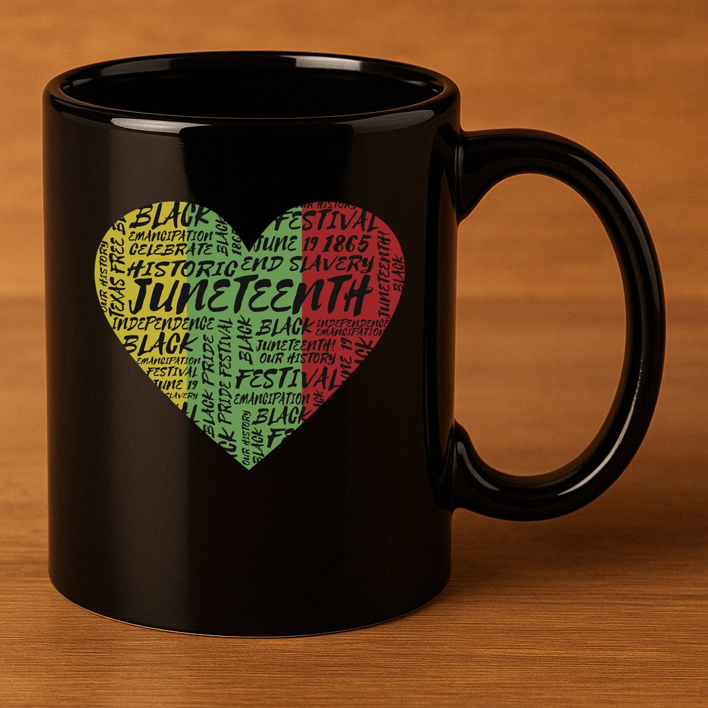 Juneteenth Celebrate Heart Black History 11oz C Handle Ceramic Mug
