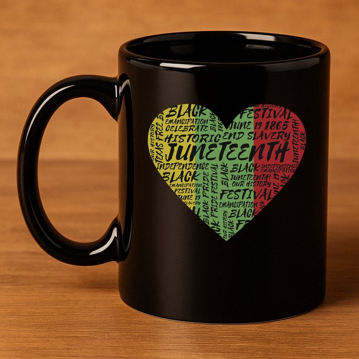 Juneteenth Celebrate Heart Black History 11oz C Handle Ceramic Mug