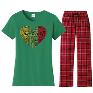 Juneteenth Celebrate Heart Black History Women's Flannel Pajama Set