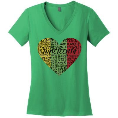 Juneteenth Celebrate Heart Black History Women's V-Neck T-Shirt