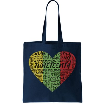 Juneteenth Celebrate Heart Black History Tote Bag