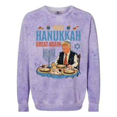 Jewish Celebrate Hanukkah Great Again President Trump Colorblast Crewneck Sweatshirt