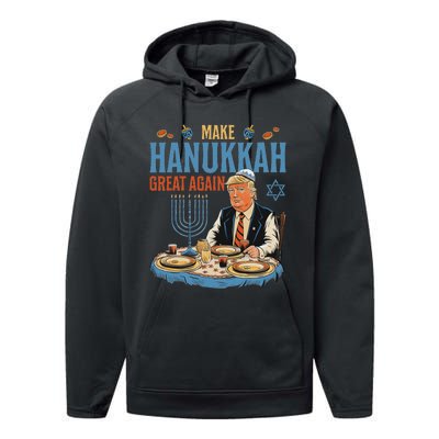 Jewish Celebrate Hanukkah Great Again President Trump Performance Fleece Hoodie