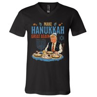 Jewish Celebrate Hanukkah Great Again President Trump V-Neck T-Shirt