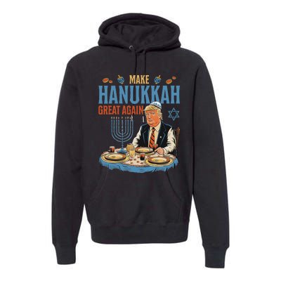 Jewish Celebrate Hanukkah Great Again President Trump Premium Hoodie