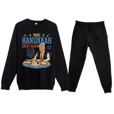 Jewish Celebrate Hanukkah Great Again President Trump Premium Crewneck Sweatsuit Set