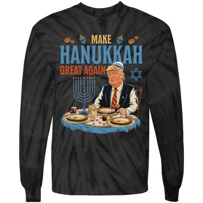 Jewish Celebrate Hanukkah Great Again President Trump Tie-Dye Long Sleeve Shirt