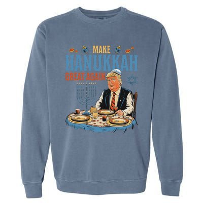 Jewish Celebrate Hanukkah Great Again President Trump Garment-Dyed Sweatshirt