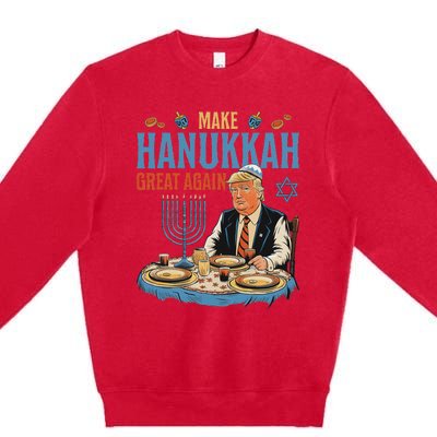 Jewish Celebrate Hanukkah Great Again President Trump Premium Crewneck Sweatshirt