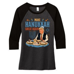 Jewish Celebrate Hanukkah Great Again President Trump Women's Tri-Blend 3/4-Sleeve Raglan Shirt