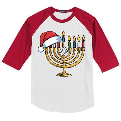 Jewish Christmas Hanukkah Chanukah Holiday Kids Colorblock Raglan Jersey