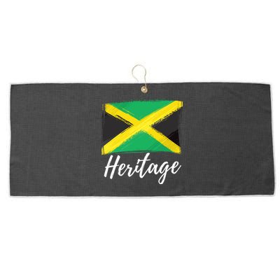 Jamaica Caribbean Heritage Flag Proud Caribbean Jamaican Dna Funny Gift Large Microfiber Waffle Golf Towel