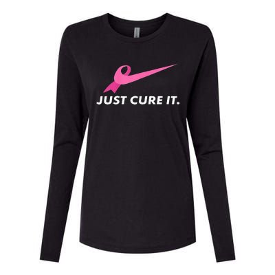 Just Cure It Breast Cancer Awareness Womens Cotton Relaxed Long Sleeve T-Shirt