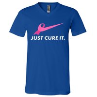 Just Cure It Breast Cancer Awareness V-Neck T-Shirt