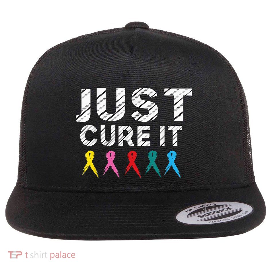 Just Cure It Tee  Wo Kid Cancer Survivors Fight It Flatbill Hat