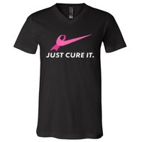 Just Cure It Breast Cancer Awareness V-Neck T-Shirt