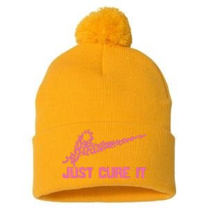 Just Cure It Breast Cancer Pom Pom 12in Knit Beanie