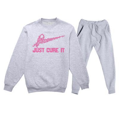 Just Cure It Breast Cancer Premium Crewneck Sweatsuit Set