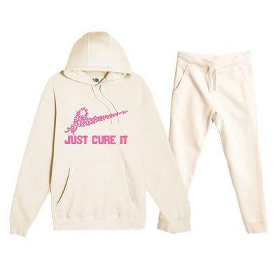 Just Cure It Breast Cancer Premium Hooded Sweatsuit Set